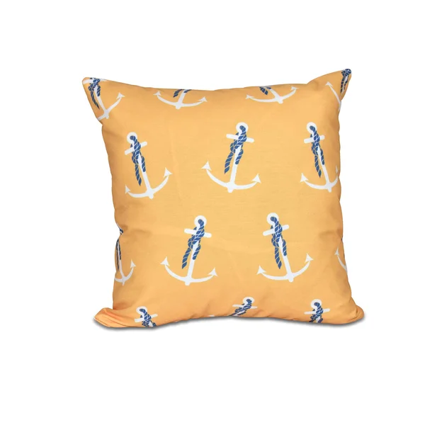 Contemporary Home Living 16x22 Yellow - Blue, and White Square Anchor Whimsy Nautical Throw Pillow - Down Alternative Filler