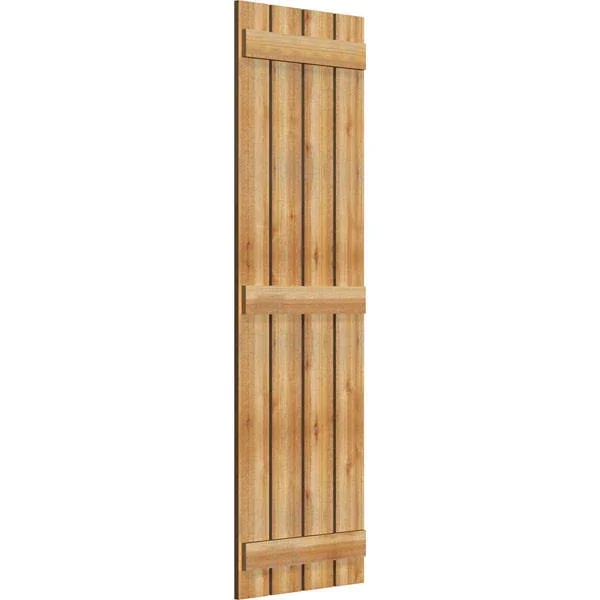 Ekena Millwork RBS06S23X073RWR 23x22W x 73x22H TimberCraft Four 5 3/8x22 Boards Spaced Board-n-Batten Shutters - Rough Sawn Weste