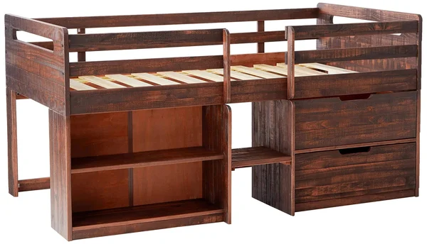 Donco Twin Low Loft Rustic Oak