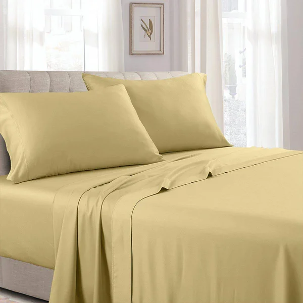 Royal Tradition Attached Waterbed Sheets Solid 100-percent Cotton 300 Thread Count: Queen - Gold