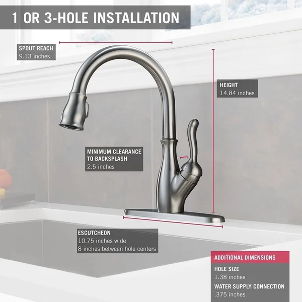 Delta Faucet 9178-AR-DST Leland Single Handle Pull-Down Kitchen with Magnetic