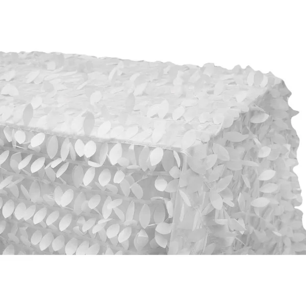 Leaf Petal Taffeta Tablecloth Rectangular in White Size: 90 x 132 in - Wedding, Event, Wholesale by CV Linens