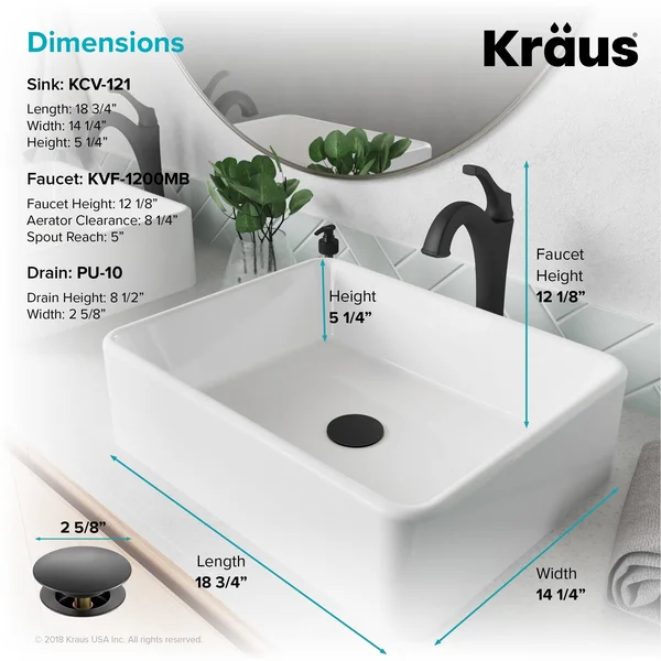 Kraus C-KCV-121-1200ORB Elavo Sink Faucet Bathroom Set - Oil Rubbed Bronze - Arlo
