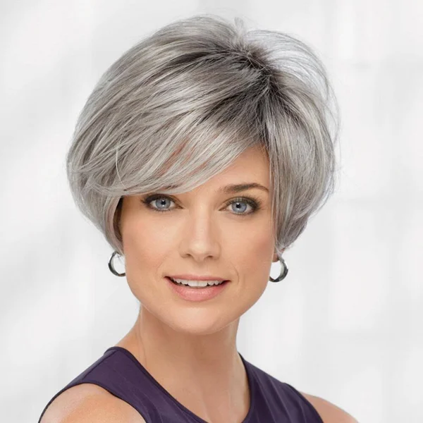 Bennett WhisperLite Wig by Paula Young in Gray - Short Straight Wig