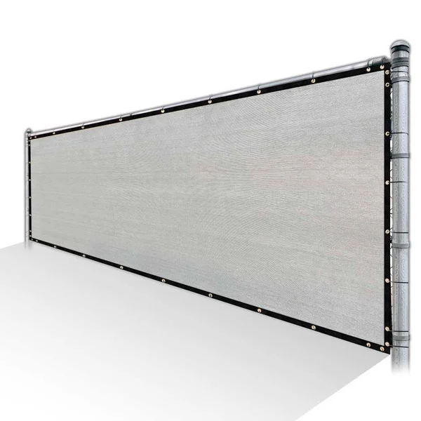ColourTree 4 ft. x 34 ft. Grey Privacy Fence Screen HDPE Mesh Cover Screen with Reinforced Grommets for Garden Fence (Custom Siz