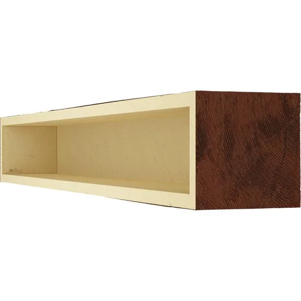 Ekena Millwork MANURS06X10X60PE 6x22H x 10x22D x 60x22W Rough Sawn Faux Wood Fireplace Mantel - Natural Pecan