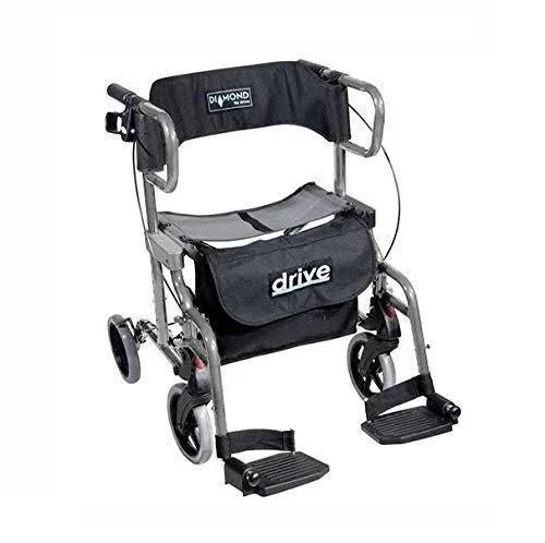 Elite Care Hybrid 2 in 1 Rollator Walking Frame, Folding TRANSFER Wheelchair
