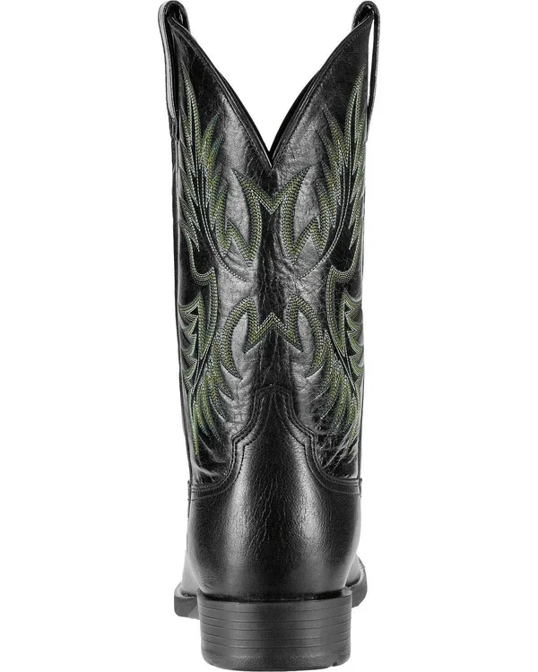 Ariat Men's Heritage Stockman Western Boots - Black Deertan