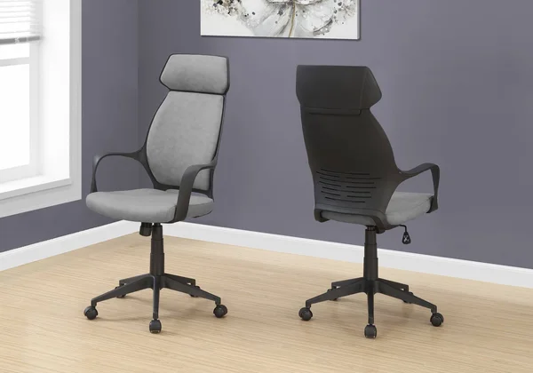 26x22 x 25x22 x 96x22 Grey Foam Polypropylene Microfiber High Back Office Chair
