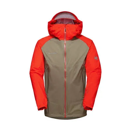 Mammut Mens Masao Light HS Waterproof Hooded Jacket Tin/Spicy XXL