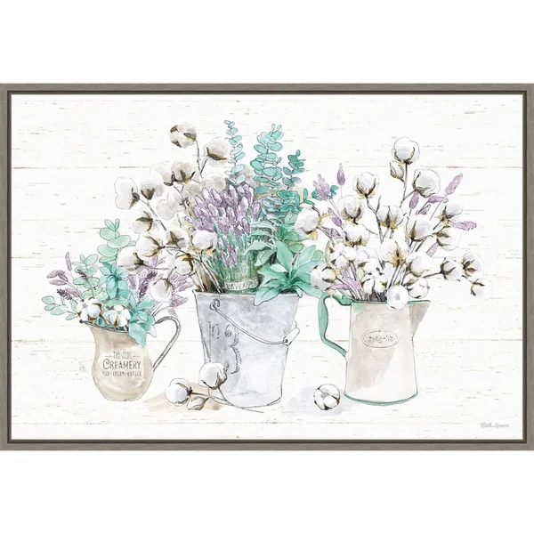 Amanti Art Farmhouse Cotton I Framed Canvas Print - Grey, 23x16