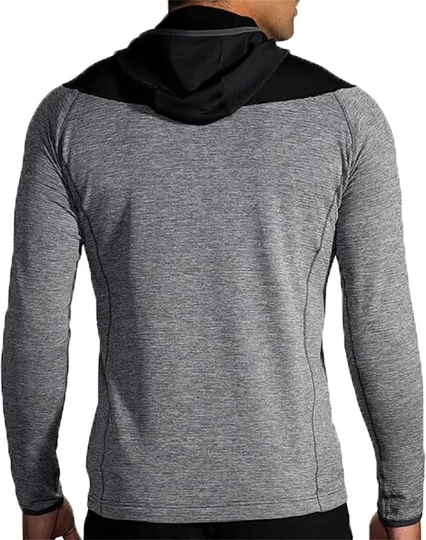 Brooks Men's Notch Thermal Hoodie Heather Asphalt-Black - LG