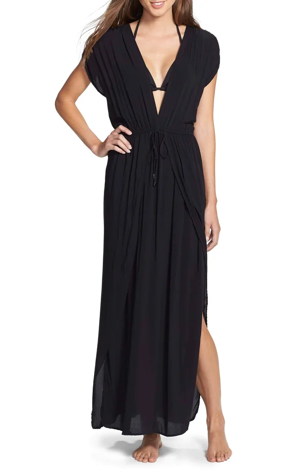 Women's Elan Deep V-Neck Cover-Up Maxi Dress - X-Small - Mauve