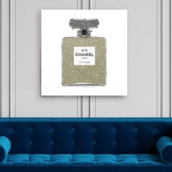 Champagne Classic Number 5 12x22 Square Canvas Wall Art - Style #46T16