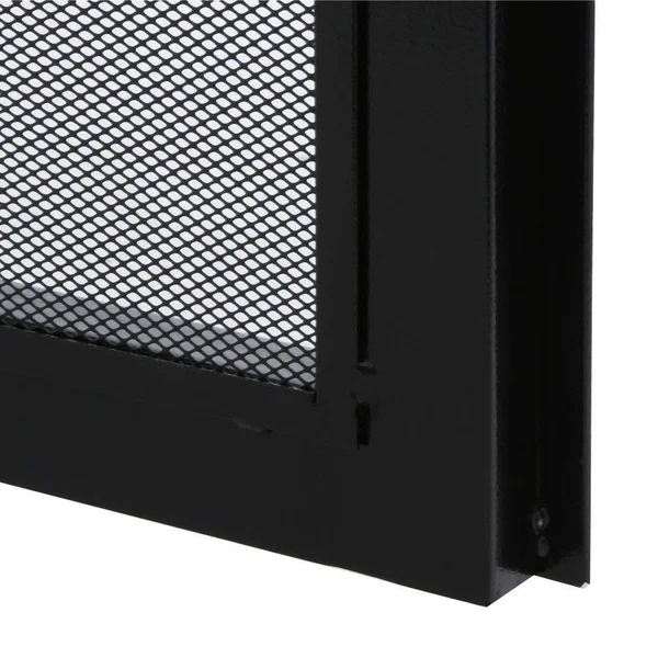 Unique Home Designs 36 in. x 80 in. Arcada Black Surface Mount Outswing Steel Security Door with Expanded Metal Screen IDR064003