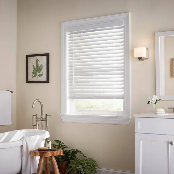 Home Decorators Collection White Cordless Room Darkening 2 in. Faux Wood Blind for Window - 27.25 in. W x 84 in. L