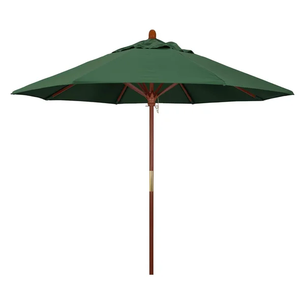 California Umbrella 9 ft. Olefin Marenti Wood Market Umbrella Olefin Hunter Green