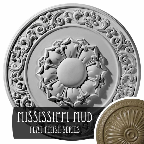 27 3/4x22OD x 2x22P Sydney Ceiling Medallion (Fits Canopies Up to 5 3/4x22) - Hand-Painted Mississippi Mud