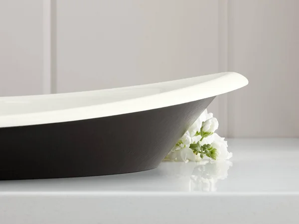 Kohler K-5403-P5-96 Iron Plains Wading Pool Oval Bathroom Sink with Iron Black Painted Underside, Biscuit