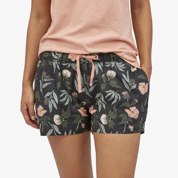 Patagonia Island Hemp Baggies Shorts - Women's L Fiber Flora Multi Big: Ink Black