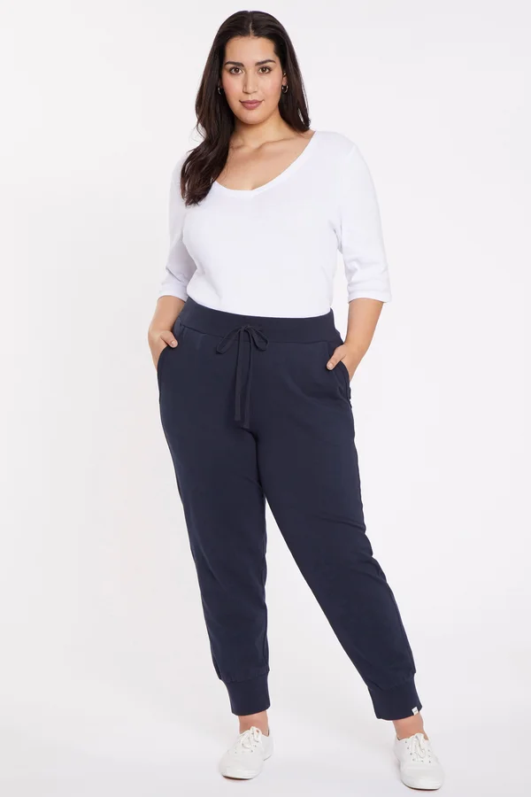 Nydj Forever Comfort Drawstring French Terry Jogger Pants - Size 0X, Oxford Navy