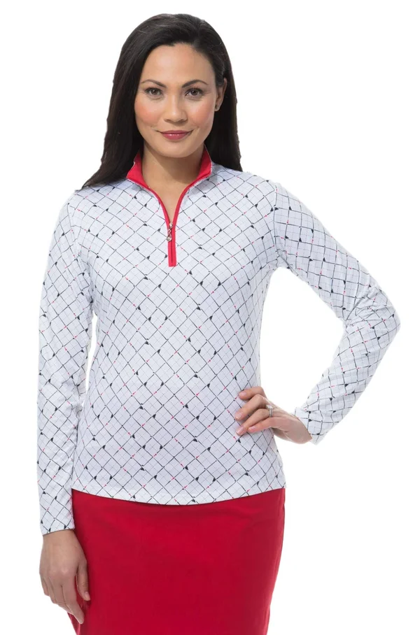 SanSoleil Women's SolCool Zip Mock - XL, Tee Box White