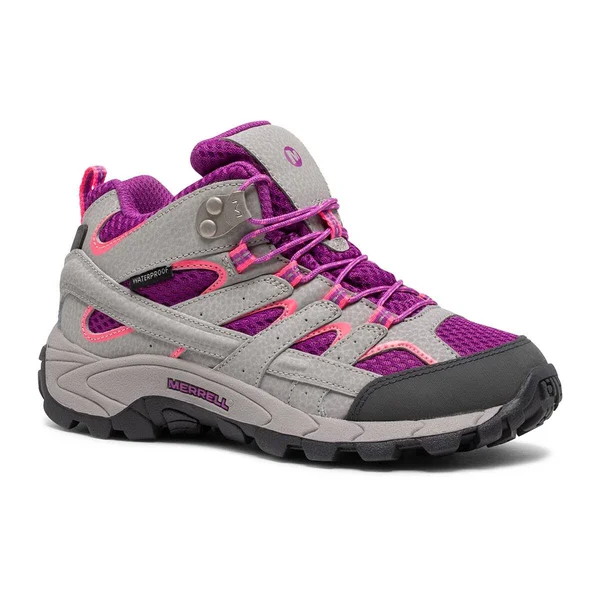 Merrell Kid's Moab 2 Mid Waterproof Boot - Size: 11.5, Paloma/Berry