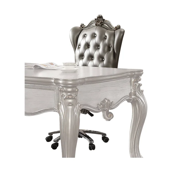 Acme Versailles Executive Chair, Silver PU & Antique Platinum