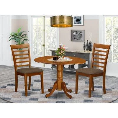 Villani Drop Leaf Rubberwood Solid Wood Dining Set Alcott Hill Pieces Included: 3 Pieces: 1 Table, 2 Chairs