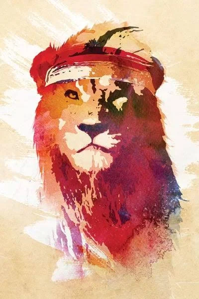 Framed Poster Prints - Gym Lion by Robert Farkas ( Animal Art > wildlife > Wild Cats > Lions art)