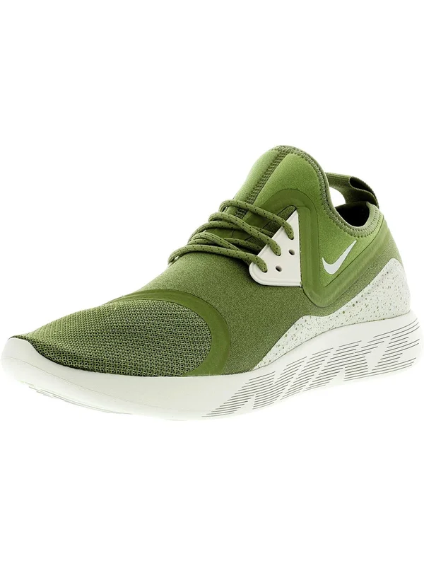 Nike Men's Lunarcharge Essential Ankle-High Fabric Running Shoe - Medium Olive - Light Bone-Black