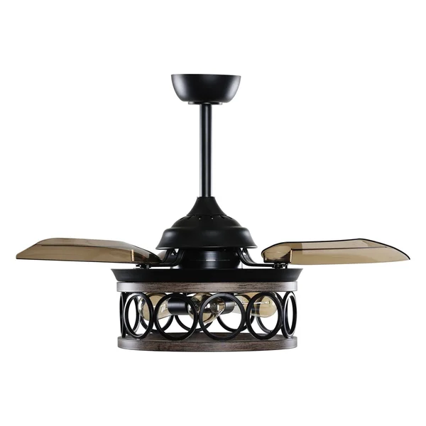 36-Inch Metal Chandelier Retractable 3-Blade Ceiling Fan with Wall Switch