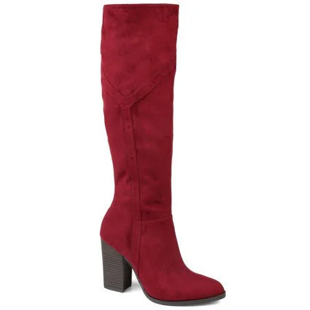 Brinley Co. Womens Extra Wide Calf Detailed Knee High Boot - Women's, Size: 6, Red