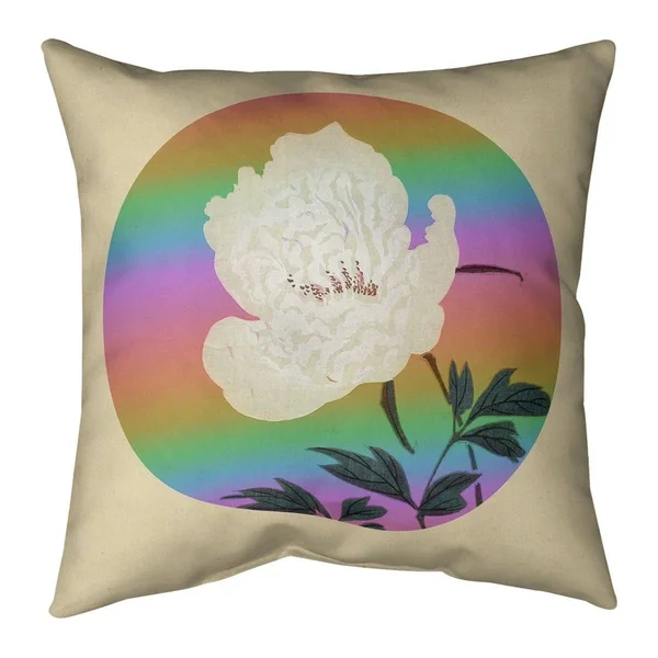 Porch & den Keito Sato &Vintage Japanese Flower Painting& Throw Pillow - 18 x 18 - Red & Blue - Synthetic Fiber