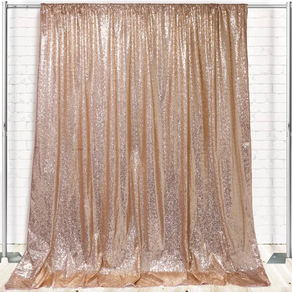 Glitz Sequin on Taffeta Drape/Backdrop 14 ft x 104 Inches Champagne