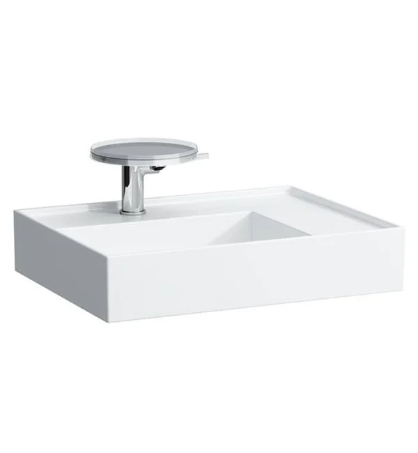 Laufen Kartell 23 5/8x22 Wall Mount Rectangular Shelf Right Bathroom Sink in Grey Matte - Faucet Holes: Without Tap Holes, SKU: H