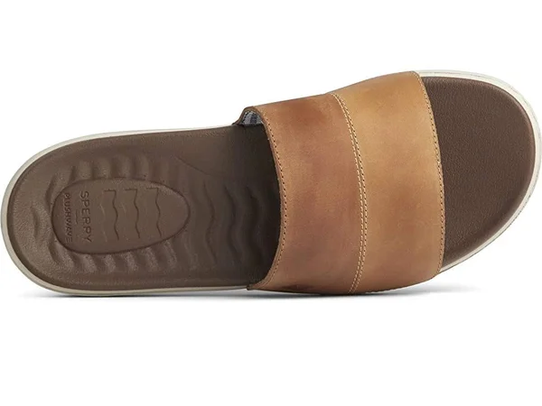 Sperry Plushwave Dock Leather Slide Men's Shoes Tan : 7 M (D)