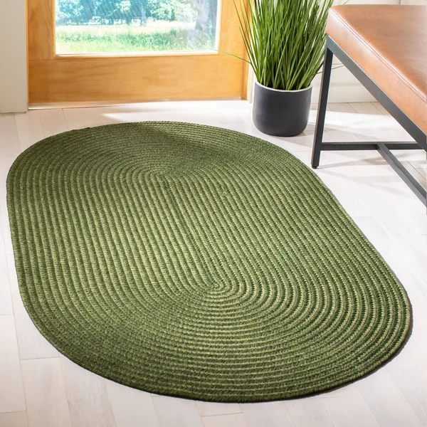 Safavieh Braided Green Area Rug; Oval 3& x 5&