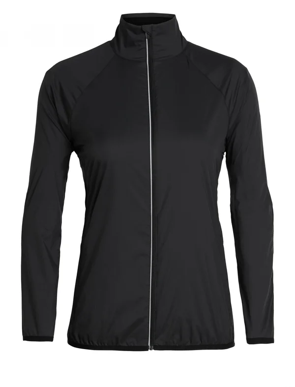 icebreaker Women's Cool Lite Rush Windbreaker Jacket, Black, Merino Wool/Nylon/Tencel