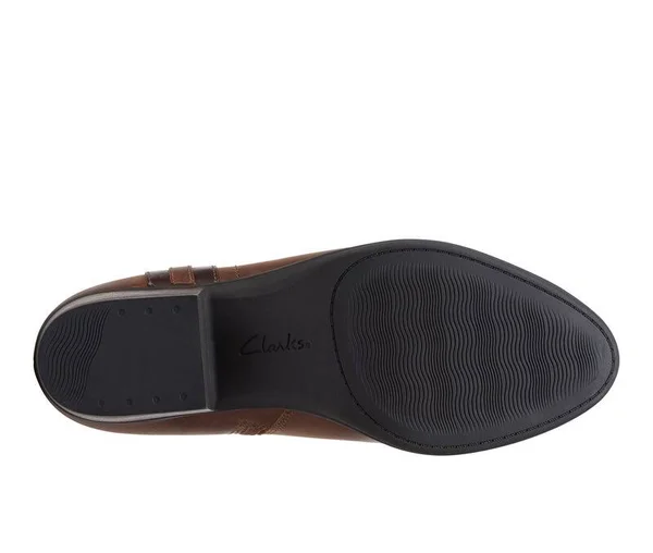Clarks Women's Adreena Lilac Ankle Boot - Dark Tan Leather, 8