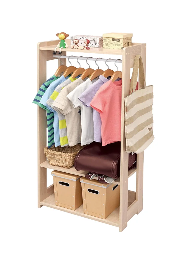 Iris Compact Wood Garment Rack, Natural