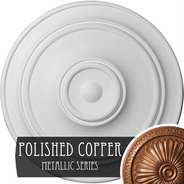 40 1/4x22OD x 3 1/8x22P Small Classic Ceiling Medallion (Fits Canopies Up to 10x22) - Hand-Painted Polished Copper