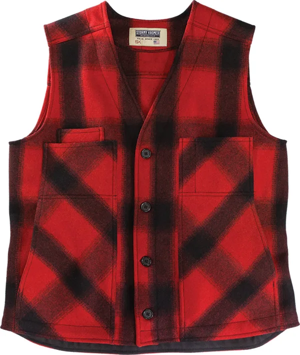 Stormy Kromer Men's The Button Vest - Red/Black Plaid - 3XL Tall