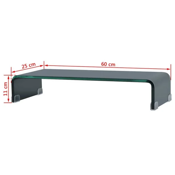 vidaXL TV Stand, Monitor Riser Glass Black 23.6x22x9.8x22x4.3x22