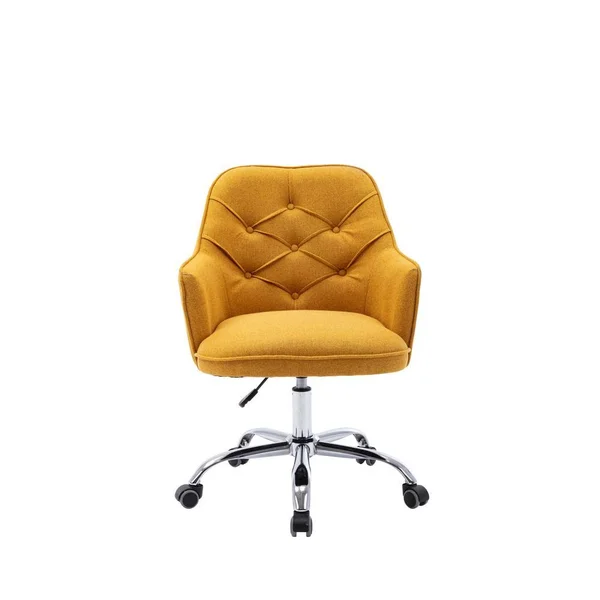 Velvet Swivel Upholstered Adjustable Height Home Office Chair - Beige