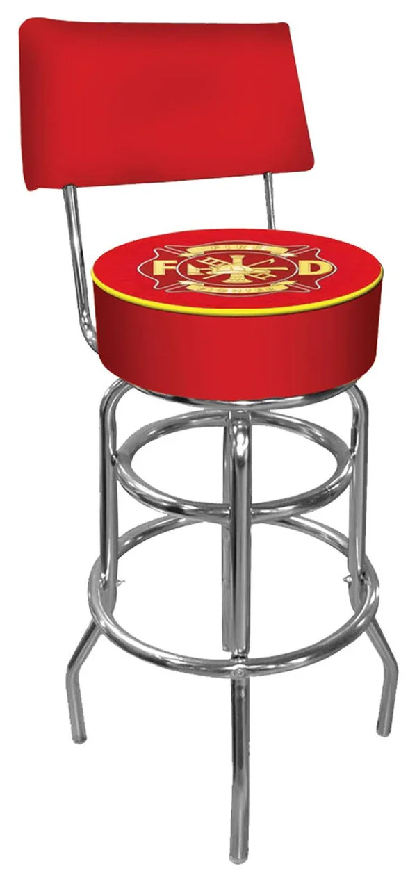 Trademark Fire Fighter Padded Bar Stool with Back