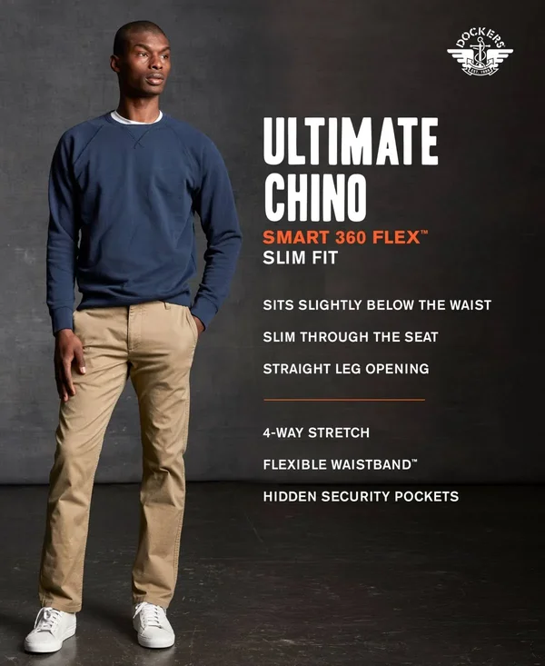 Dockers Dark Ginger Men's Ultimate Smart 360 Flex Slim Chino Pants