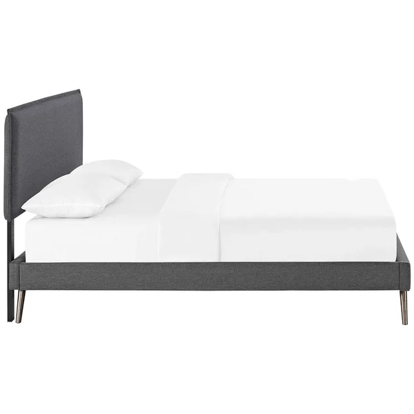 Modway Amaris King Fabric Platform Bed with Round Splayed Legs - Gray