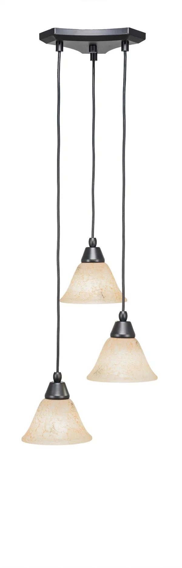 Toltec Lighting-28-MB-508-Europa - 6.75 inch Three Light Mini Pendant Italian Marble Glass Matte Black Finish