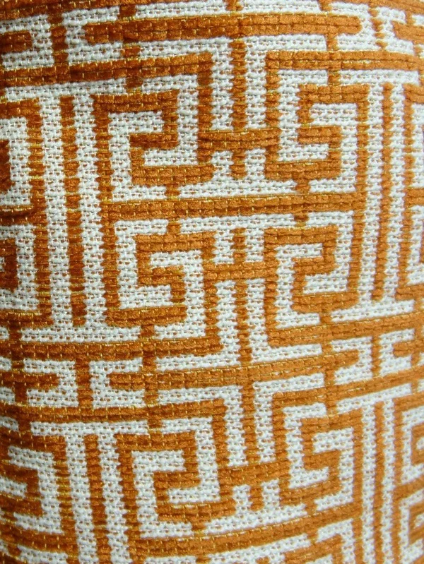 Plutus Crossroad Orange and Ivory Handmade Luxury Pillow 20x22L x26x22W